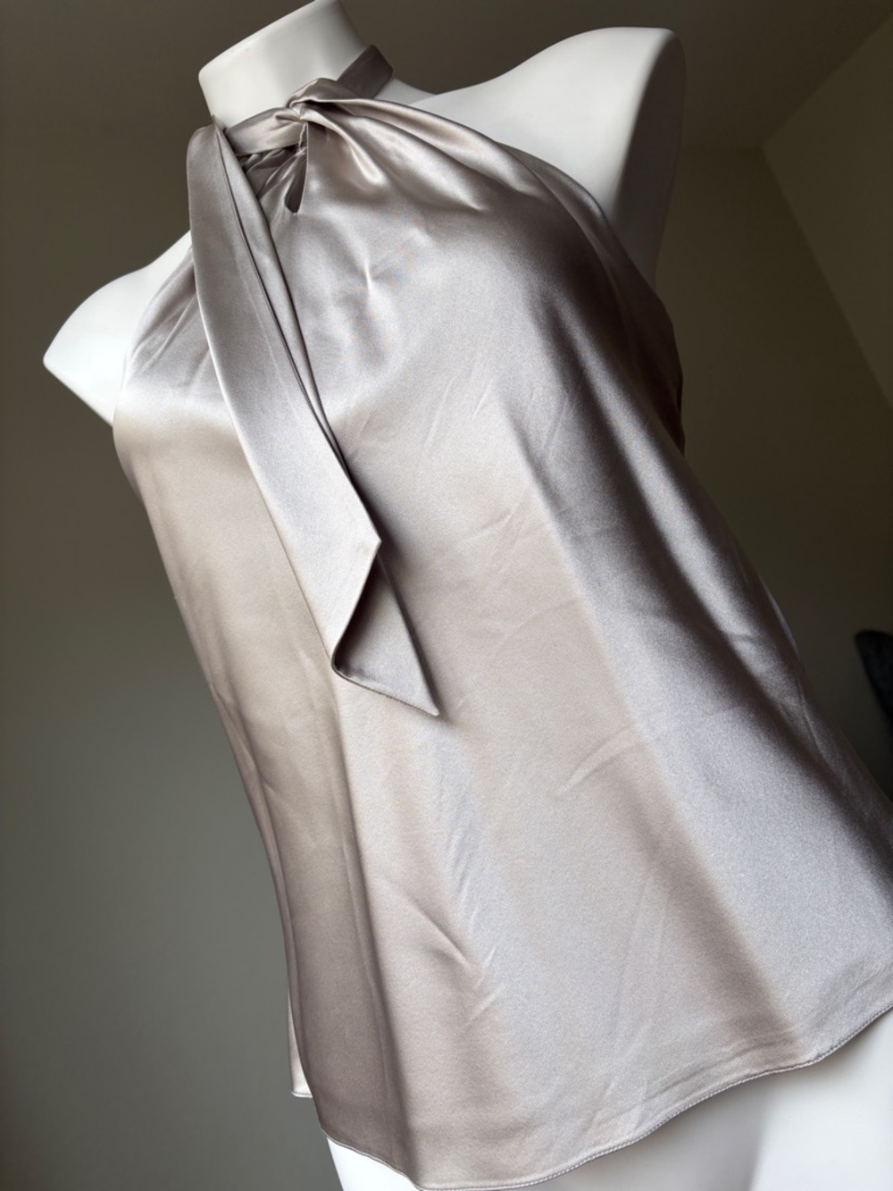 Ralph Lauren Black Label SilverTaupe Satin Halter Top